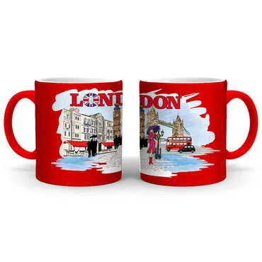 London Themed Customised Serigraphy Printed Ceramic Mug 82x90 mm - Standart - 2