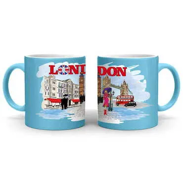 London Themed Customised Serigraphy Printed Ceramic Mug 82x90 mm - Standart - 3