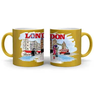 London Themed Customised Serigraphy Printed Ceramic Mug 82x90 mm - Standart - 4