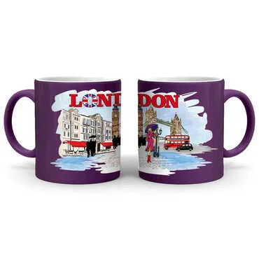 London Themed Customised Serigraphy Printed Ceramic Mug 82x90 mm - Standart - 6