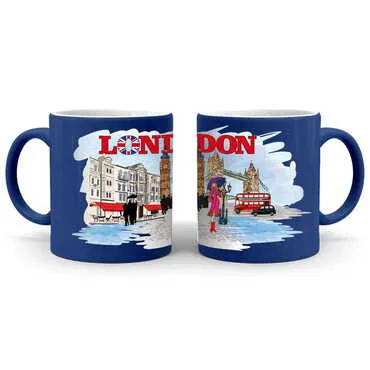 London Themed Customised Serigraphy Printed Ceramic Mug 82x90 mm - Standart - 7