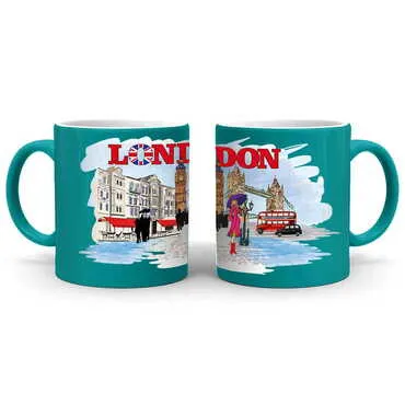 London Themed Customised Serigraphy Printed Ceramic Mug 82x90 mm - Standart - 8