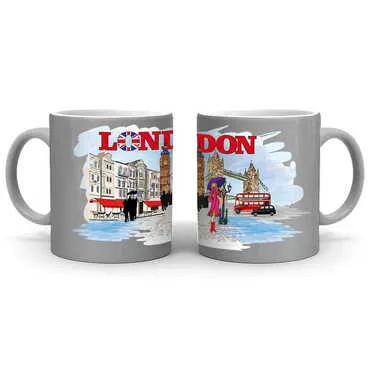 London Themed Customised Serigraphy Printed Ceramic Mug 82x90 mm - Standart - 9