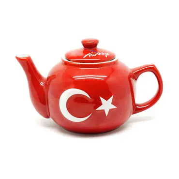 Turkish Ceramic Turkish Flag Printed Tea Pot