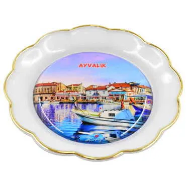 Ayvalik Themed Epoxy Dome Plate Shaped Souvenir Fridge Magnet 73 mm - 3