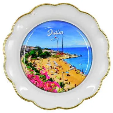 Didim Themed Epoxy Dome Plate Shaped Souvenir Fridge Magnet 73 mm