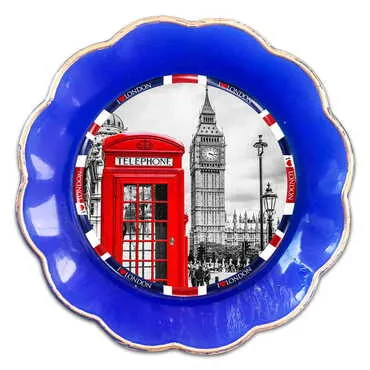 London Themed Epoxy Dome Plate Shaped Souvenir Fridge Magnet 73 mm - Standart - 4