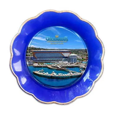 Hotel Themed Epoxy Dome Plate Shaped Souvenir Fridge Magnet 73 mm