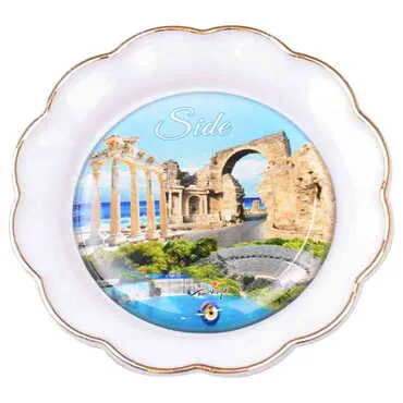 Side Themed Epoxy Dome Plate Shaped Souvenir Fridge Magnet 73 mm