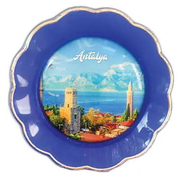 City Themed Epoxy Dome Plate Shaped Souvenir Fridge Magnet 73 mm