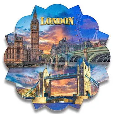 London Themed Wooden Customised Sun Travel Coaster 100 mm - Standart - 5