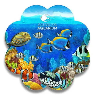 Toptan Aquapark Temalı Myros Ahşap Papatya Bardak Altlığı 100 mm