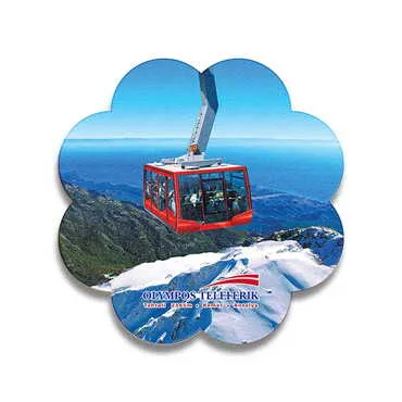 Toptan Teleferik Temalı Myros Ahşap Papatya Bardak Altlığı 100 mm