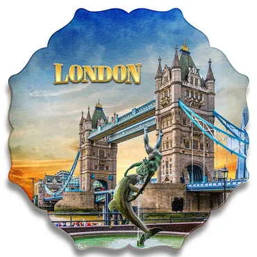 Toptan Londra Temalı Myros Ahşap Yıldız Bardak Altlığı 100 mm - Standart - 2