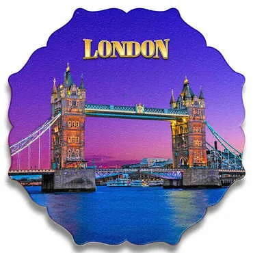 Toptan Londra Temalı Myros Ahşap Yıldız Bardak Altlığı 100 mm - Standart - 3