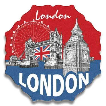 Toptan Londra Temalı Myros Ahşap Yıldız Bardak Altlığı 100 mm - Standart - 5