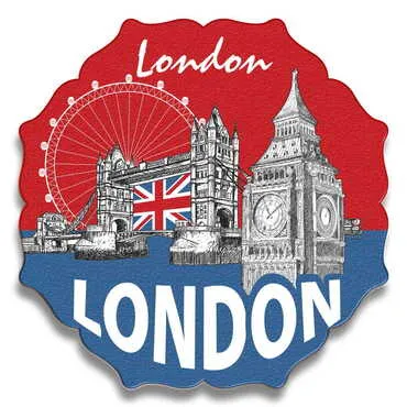 Toptan Londra Temalı Myros Ahşap Yıldız Bardak Altlığı 100 mm - Standart - 6