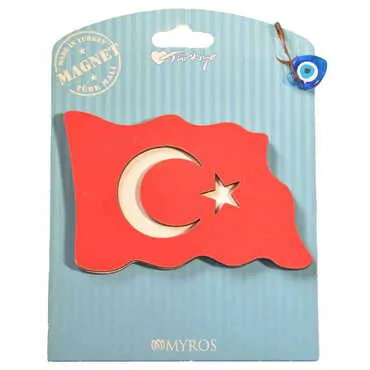 Toptan Bayrak Temalı Myros Kartonetli Ahşap Magnet
