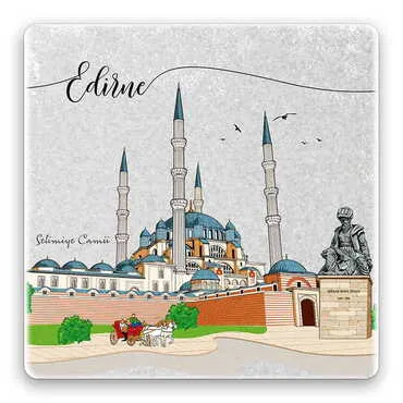 City Themed Stone Square Souvenir Fridge Magnet 50x50 mm - Standart - 3