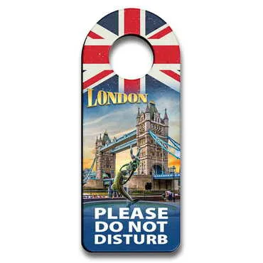 Toptan Londra Temalı Myros Ahşap Kapı Askısı Oval 236x94 mm - Standart - 3