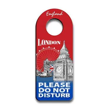 Toptan Londra Temalı Myros Ahşap Kapı Askısı Oval 236x94 mm - Standart - 4