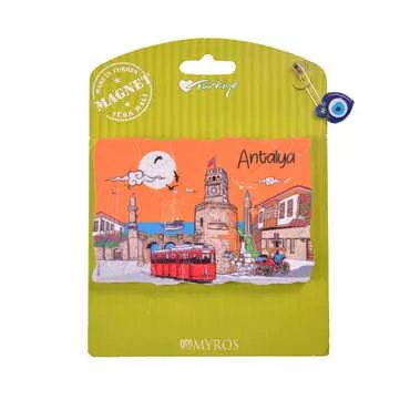 Antalya Themed Plastic Base UV Printed Custom Backing Carded Fridge Magnet