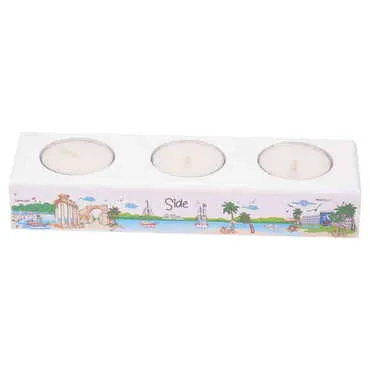 Side Themed Turkey Region Wooden Triple Candle Holder