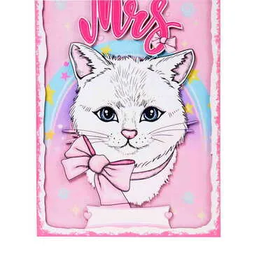 Toptan Kedi Temalı Myros Büyük Ahşap Tabela 200x290 mm - 2