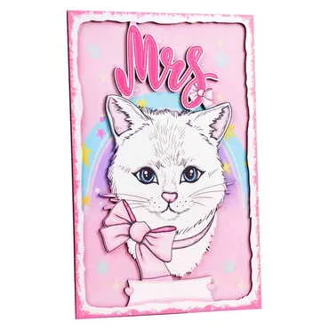 Toptan Kedi Temalı Myros Büyük Ahşap Tabela 200x290 mm - 3