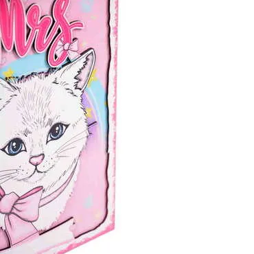 Toptan Kedi Temalı Myros Büyük Ahşap Tabela 200x290 mm - 6