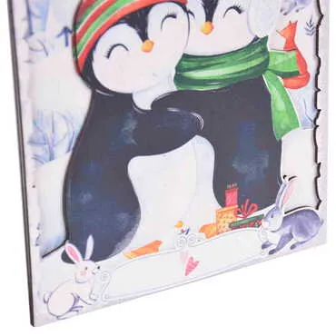Penguen Themed Wooden Customised Door Sign Board 200x290 Mm - 2