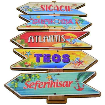 Toptan Sığacık Temalı Myros Büyük Ahşap Tabela 200x290 mm - 2