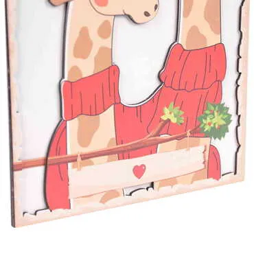 Giraffe Themed Wooden Customised Door Sign Board 200x290 Mm - Standart - 3