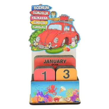Bodrum Themed Wooden Table Calendar