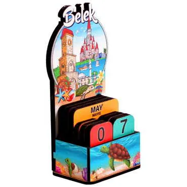 Belek Themed Wooden Table Calendar - 2