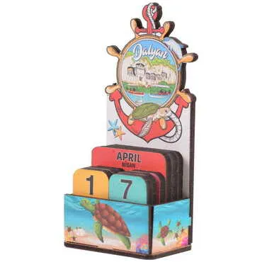 Dalyan Themed Wooden Table Calendar - 2