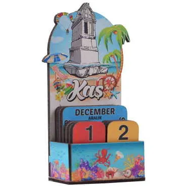 Kas Themed Wooden Table Calendar - 2