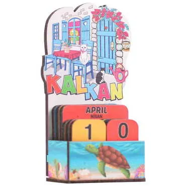 Kalkan Themed Wooden Table Calendar - 2
