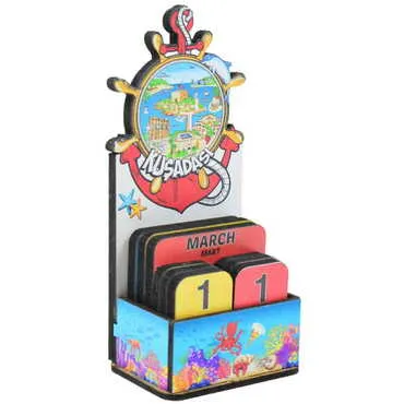 Toptan Kuşadası Temalı Myros Ahşap Masa Takvimi - Standart - 2