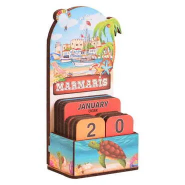 Toptan Marmaris Temalı Myros Ahşap Masa Takvimi - 2