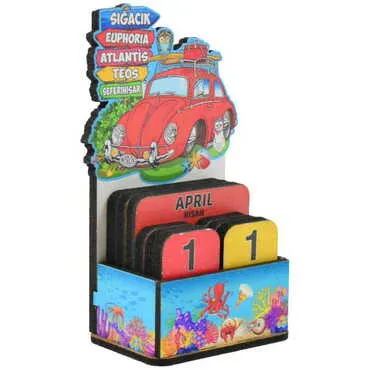 Sığacık Themed Wooden Table Calendar - 2