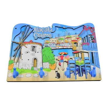 Alacati Region Themed Customised Wooden Wall Keychain Holder