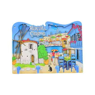 Alacati Region Themed Customised Wooden Wall Keychain Holder - 3
