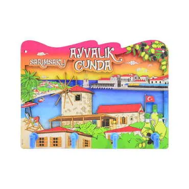 Ayvalik Themed Customised Wooden Wall Keychain Holder - Standart