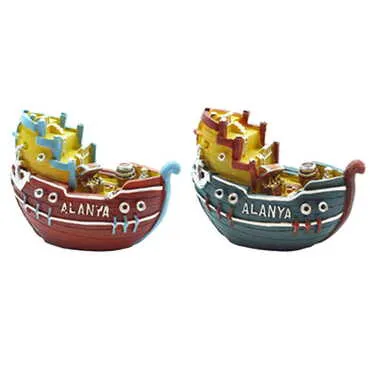 Alanya Themed Polyester Ship Figurine