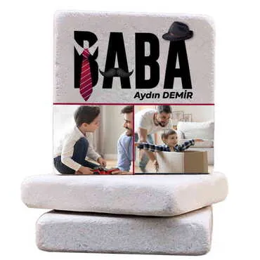 Toptan Babaya Özel Fotoğraflı Taş Bardak Altlığı 100x100 mm