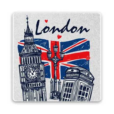 London Themed Customised Stone Coaster 100x100 mm