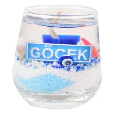Gocek Themed Glass Transparent Gel Candle - Standart - 2
