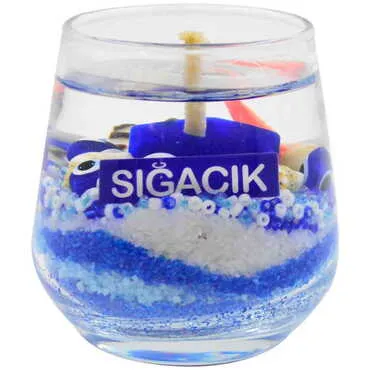 Toptan Sığacık Temalı Myros Küçük Şeffaf Mum - Standart - 2