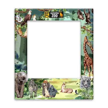 Zoo Themed Epoxy Dome Souvenir Magnetic Photo Frame 95x115 mm